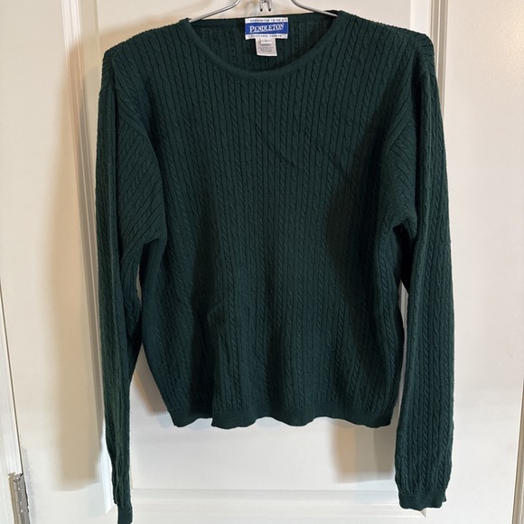 Pendleton Sweaters - Women's Vintage Pendleton Wool Blend Green Waffle Knit Crew Knit Sweater Large